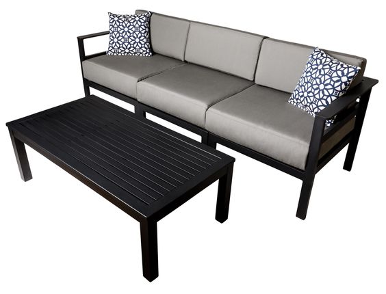 belmar outdoor commercial coffee table aluminum gray sofa