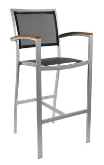 Aluminum Mesh Teak barstool and side chair