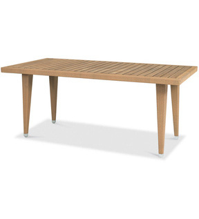 Asbury Large Synthetic Teak Dining Table w/Woven Legs-GAR