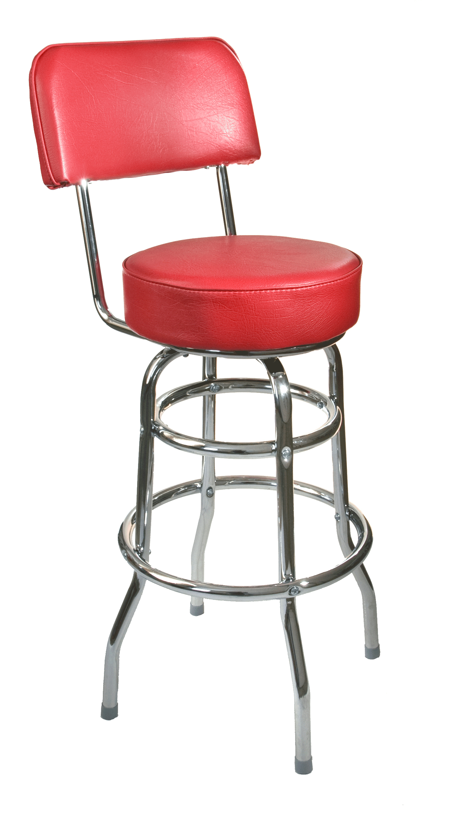 BFM Galena Indoor Restaurant Double Ring Chrome Barstool w/Back