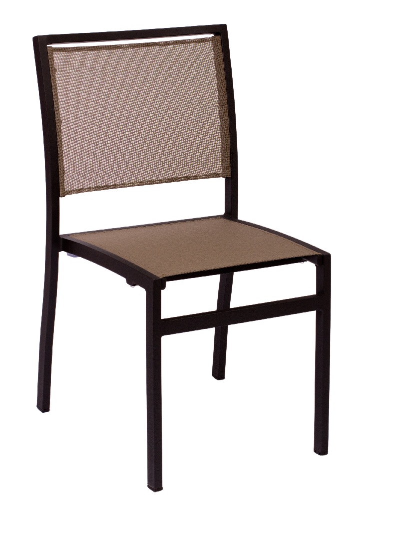 BFM Delray Side Chair- Black/Taupe / Aluminum & Batyline