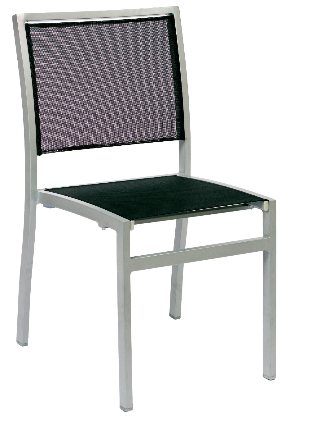 BFM Delray Side Chair- Silver/Black / Aluminum & Batyline