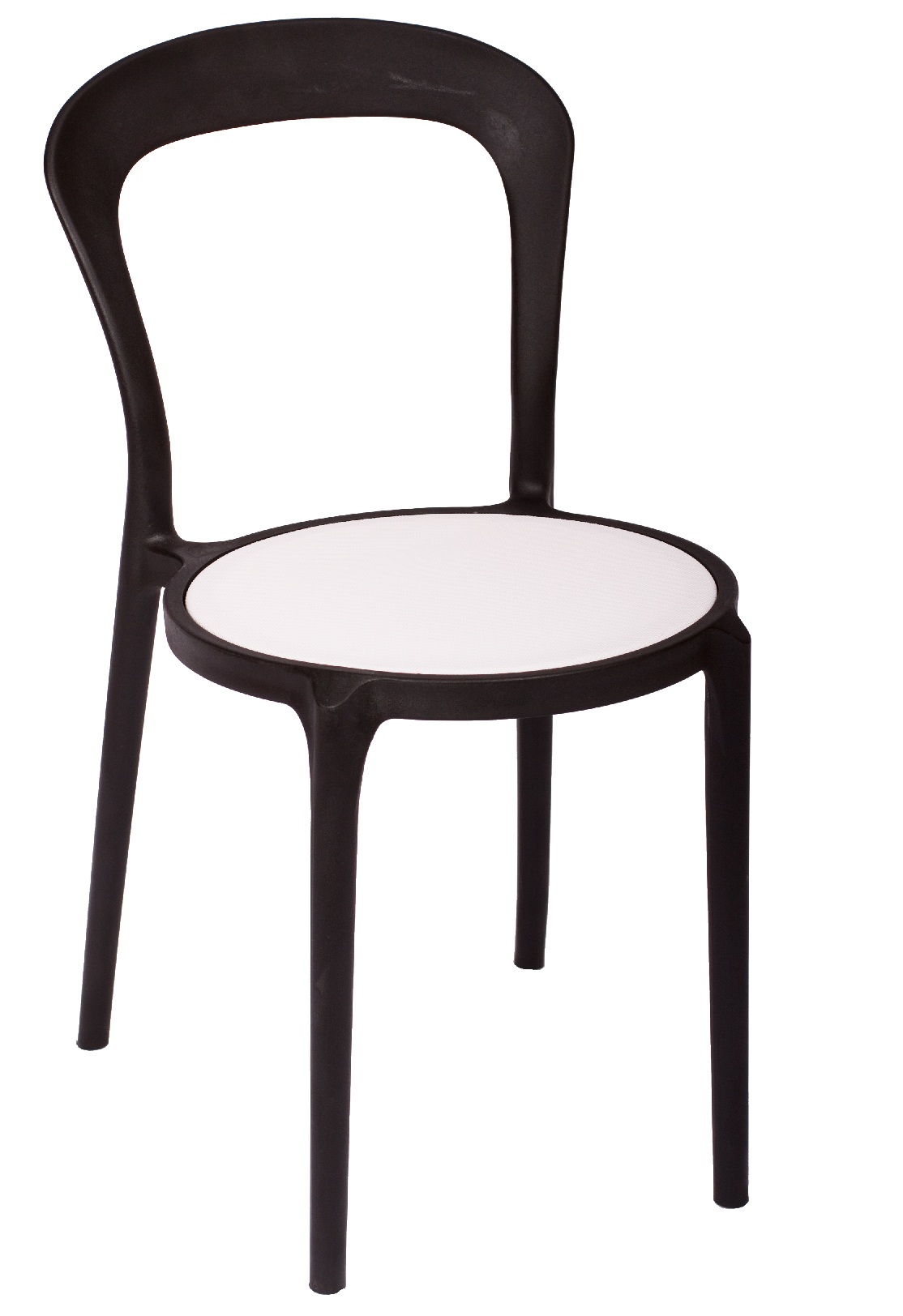 BFM Malibu Outdoor Restaurant Chair- Blackw/ Textilene White Sea