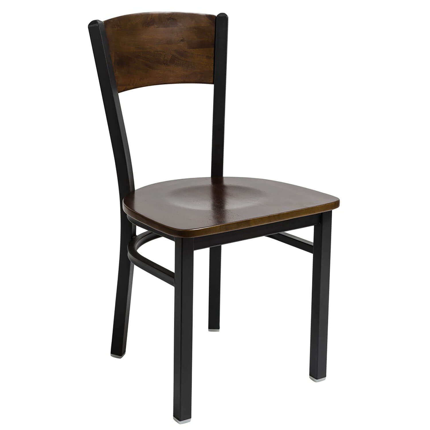 Solid Back Walnut Wood Finish Restaurant Chair 