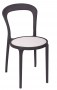 BFM Malibu Outdoor Restaurant Chair- Charcoal w/ Textilene White