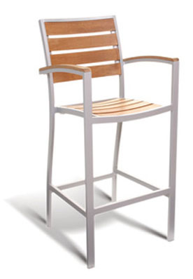 GAR Bayhead Synthetic Teak Barstool with Arms