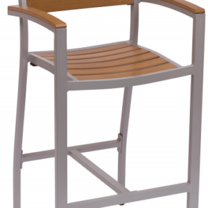 BFM Largo arm barstool synthetic teak silver frame