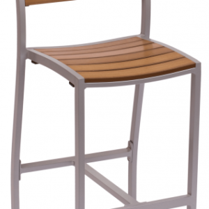 BFM Largo Side Barstool Silver/ Aluminum frame & Synthetic Teak