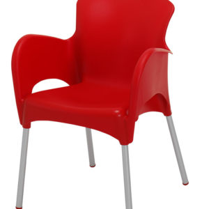 BFM Lola Armchair- Aluminum legs & Resin Red