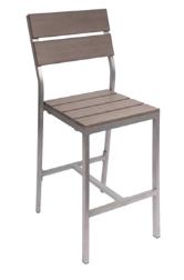 Seaside Synthetic Teak Gray Side Barstool