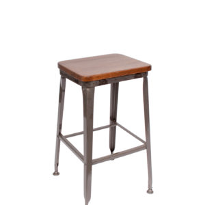 BFM Lincoln Backless Barstool, Autumn Ash Wood Seat - Steel Frame - Clear Coat Finish