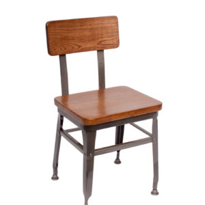 BFM Lincoln Side Chair, Grade 2 Vinyl Seat Autumn Ash Wood Seat & Back - Steel Frame - Clear Coat Finish