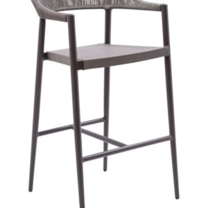 Florida Seating Powder Coated Aluminum Frame / Textilene Seat / Polypropylene Rope Back Anthracite Bar-Stool