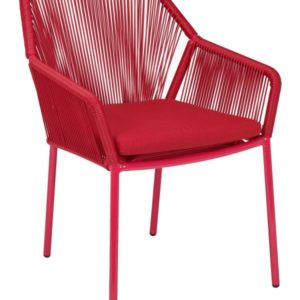 Florida Seating Red Aruba Powder Coated Aluminum Frame with UV Resistant Round Wicker Armchair
