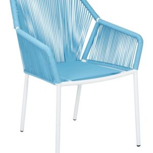 Florida Seating Sky Blue Aruba Powder Coated Aluminum Frame with UV Resistant Round Wicker Armchair 