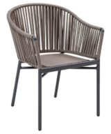 Florida Seating Anthracite Black Powder Coated Aluminum Frame with Taupe PVC Strap Back and Cushions Arm Chair