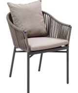 Florida Seating Anthracite Black Powder Coated Aluminum Frame with Taupe PVC Strap Back and Cushions Arm Chair