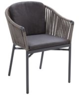 Florida Seating Anthracite Black Powder Coated Aluminum Frame with Taupe PVC Strap Back and Cushions Arm Chair