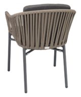 Florida Seating Anthracite Black Powder Coated Aluminum Frame with Taupe PVC Strap Back and Cushions Arm Chair