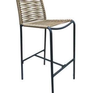 Florida Seating Anthracite Black Powder Coated Aluminum Frame with Beige PVC Strap Back Side Chair 