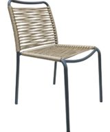 Florida Seating Anthracite Black Powder Coated Aluminum Frame with Beige PVC Strap Back Side Chair