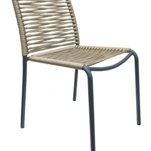 Florida Seating Anthracite Black Powder Coated Aluminum Frame with Beige PVC Strap Back Side Chair