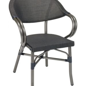 Florida Seating Anthracite Black Powder Coated Aluminum Frame with Textilene Arm Chair