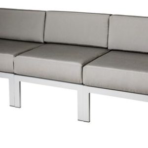 Belmar Aluminum Outdoor Commercial Sofa in Soft Gray