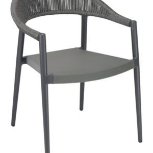 Florida Seating Powder Coated Aluminum Frame / Textilene Seat / Polypropylene Rope Back Anthracite Armchair