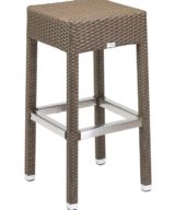 Florida Seating Indo Hand Woven PE Synthetic Wicker Over Aluminum Frame Short Barstool