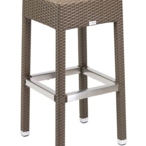 Florida Seating Coffee Hand Woven PE Synthetic Wicker Over Aluminum Frame Short Barstool