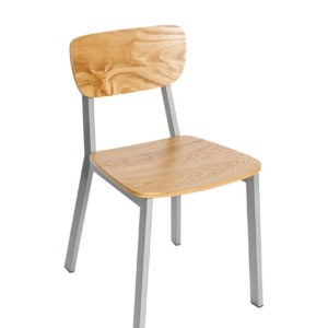 BFM Hamilton Side Chair COM Seat Natural Ash Veneer Seat & Back - Steel Frame Platinum Finish