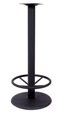 BFM Stamped Steel - 18" Round Base - Bar Height Sand Black Finish 3" Column with Foot Ring