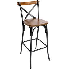 BFM Henry Cross Back Barstool Autumn Ash Wood Back, Rustic Finish
