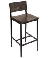 BFM Memphis Barstool Gray Ash Wooden Back and Seat for Indoor Restaurants