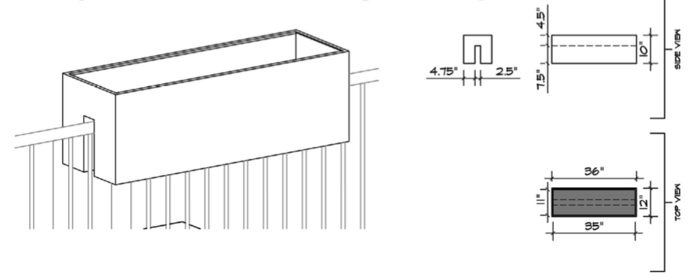 railing planter fiberglass