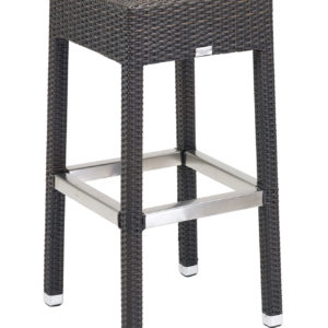 Florida Seating Indo Hand Woven PE Synthetic Wicker Over Aluminum Frame Short Barstool