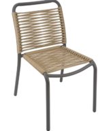 Florida Seating Anthracite Black Powder Coated Aluminum Frame with Beige PVC Strap Back Side Chair
