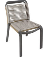 Florida Seating Anthracite Black Powder Coated Aluminum Frame with Silver PVC Strap Back Side Chair