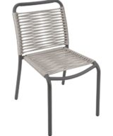 Florida Seating Anthracite Black Powder Coated Aluminum Frame with Silver PVC Strap Back Side Chair