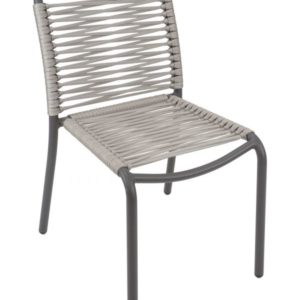 Florida Seating Anthracite Black Powder Coated Aluminum Frame with Silver PVC Strap Back Side Chair