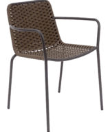 Florida Seating Black Powder Coated Steel Frame with Brown Polypropylene Rope Seat and Back Armchair