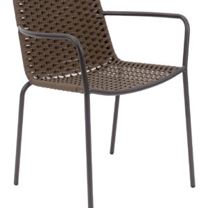 Florida Seating Black Powder Coated Steel Frame with Brown Polypropylene Rope Seat and Back Armchair