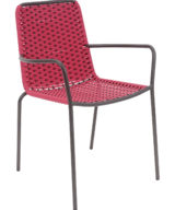 Florida Seating Black Powder Coated Aluminum Frame Bar-stool with Real Teak SeaFlorida Seating Black Powder Coated Steel Frame with Red Polypropylene Rope Seat and Back Armchair