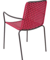 Florida Seating Black Powder Coated Aluminum Frame Bar-stool with Real Teak SeaFlorida Seating Black Powder Coated Steel Frame with Red Polypropylene Rope Seat and Back Armchair