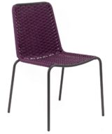 Florida Seating Black Powder Coated Steel Frame with Polypropylene Fuchsia Rope Seat and Back Side Chair