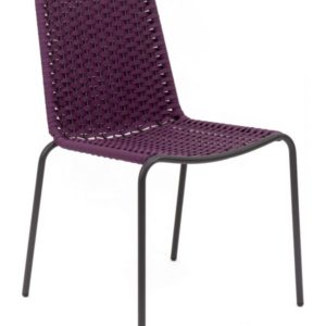 Florida Seating Black Powder Coated Steel Frame with Polypropylene Fuchsia Rope Seat and Back Side Chair