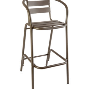 BFM Capri Powder-Coated Outdoor Restaurant Aluminum Arm Barstool - Bronze