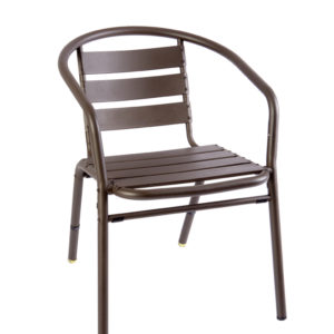 BFM Capri Powder-Coated Aluminum Outdoor Restaurant Armchair - Bronze