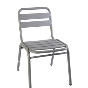 BFM Capri Powder-Coated Aluminum Outdoor Restaurant Side Chair - Soft Gray